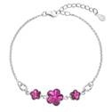 Stříbrný náramek s kytičkami Crystals from Swarovski® Fuchsia