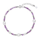 Stříbrný náramek s perlami a ametysty
