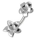 Stříbrný piercing do pupíku - květy
