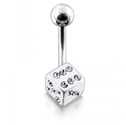 Stříbrný piercing do pupíku, čiré zirkony