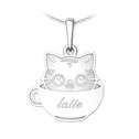 Stříbrný přívěsek kočka v hrnku