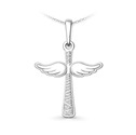 Stříbrný přívěsek kříž s křídly