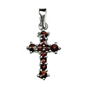 Stříbrný přívěsek křížek - granát