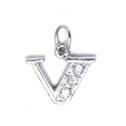 Stříbrný přívěšek písmeno se zirkony - iniciála V