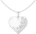 Stříbrný přívěsek srdce s květinovým motivem