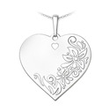 Stříbrný přívěsek srdce s květinovým motivem