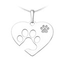 Stříbrný přívěsek srdce s otiskem tlapky