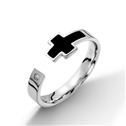 Stříbrný prsten černý kříž