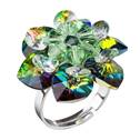 Stříbrný prsten kytička s krystaly Crystals From Swarovski, Dark Vitrail