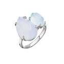 Stříbrný prsten pravý aquamarin a blue chalcedon