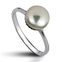 Stříbrný prsten přírodní perla 8 mm, vel. 48