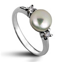 Stříbrný prsten s bílou perlou 7,5 mm, vel. 49