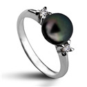 Stříbrný prsten s černou perlou 7,5 mm, vel. 57