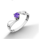 Stříbrný prsten s fialovým zirkonem, vel. 54
