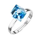 Stříbrný prsten s kostkou Crystals from Swarovski® Aquamarine