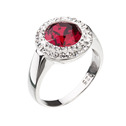 Stříbrný prsten s krystaly Swarovski červený kulatý, vel: 52