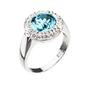 Stříbrný prsten s krystaly Swarovski modrý kulatý, vel: 54