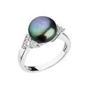 Stříbrný prsten s modrou říční perlou
