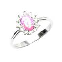Stříbrný prsten s růžovým opálem a zirkony, vel. 53