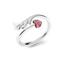 Stříbrný prsten se srdíčkem Crystals from Swarovski® Antique Pink