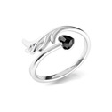 Stříbrný prsten se srdíčkem Crystals from Swarovski® Jet Black