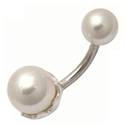 Stříbrý piercing do pupíku - perličky