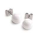 Titanové náušnice bílé keramické kuličky 0587-01