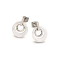 Titanové náušnice s bílou keramikou 0588-01