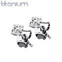 Titanové náušnice se zirkony 3 mm
