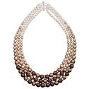 Trojitý perlový náhrdelník Crystals from Swarovski® hnědý