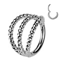 Trojitý segment kruh kroucený - helix / cartilage / tragus piercing