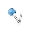 Zahnutý piercing do nosu - tyrkys