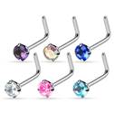 Zahnutý piercing do nosu 2mm zirkon