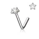 Zahnutý piercing do nosu hvězdička, čirý kamínek