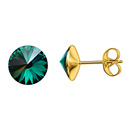 Zlacené ocelové náušnice Crystals from Swarovski® 6mm, EMERALD