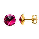 Zlacené ocelové náušnice Crystals from Swarovski® 6mm, FUCHSIA