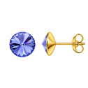 Zlacené ocelové náušnice Crystals from Swarovski® 6mm, LIGHT SAPPHIRE