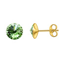 Zlacené ocelové náušnice Crystals from Swarovski® 6mm, PERIDOT