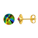 Zlacené ocelové náušnice Crystals from Swarovski® 6mm, RAINBOW DARK