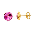 Zlacené ocelové náušnice Crystals from Swarovski® 6mm, ROSE