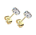 Zlacené stříbrné náušnice na puzetu - zirkony 5 mm
