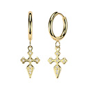 Zlacené visací ocelové náušnice s křížky