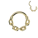 Zlacený celový piercing - segment kruh řetěz
