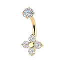 Zlacený ocelový piercing do pupíku kytička