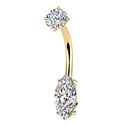 Zlacený ocelový piercing do pupíku se zirkony