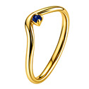 Zlacený ocelový prsten s modrým zirkonem