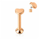 Zlacený piercing do brady - labreta srdíčko