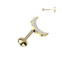 Zlacený piercing do brady měsíček - PUSH IN labreta TITAN
