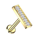 Zlacený piercing do brady se zirkony