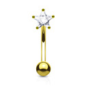 Zlacený piercing do obočí - zirkon, čirá barva